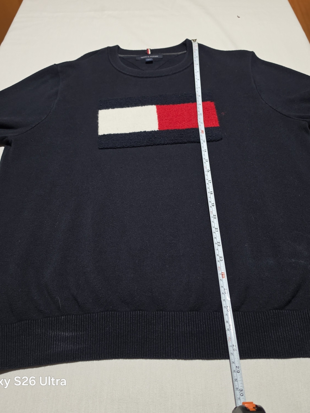 Tommy Hilfiger Men’s Black Crewneck Sweater with Signature Flag